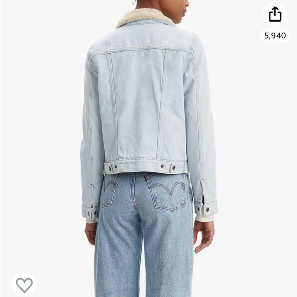 Levi’s Sherpa denim trucker jacket, sz s, nwt, light wash - Picture 5 of 8